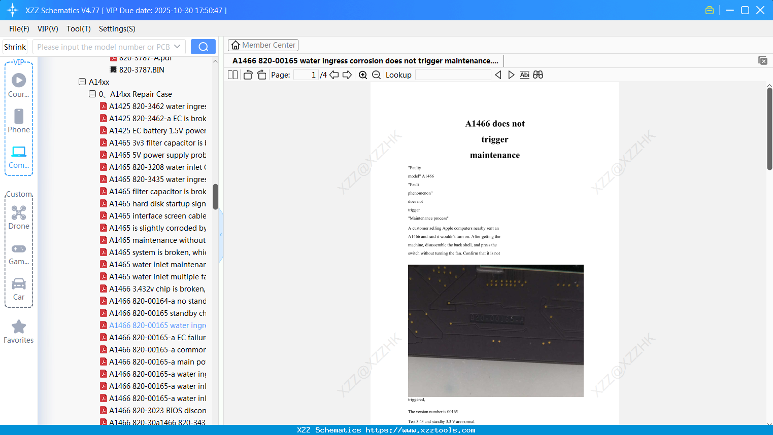 Laptop Apple A1466 820-00165 Water Ingress Corrosion Does Not Trigger Maintenance